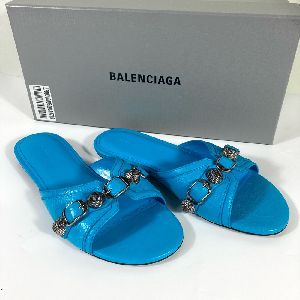 NWB Balenciaga Cagole Slide Sandal Cyan Size 36.5EU 6.5US 694342WAD4E - Picture 6 of 17